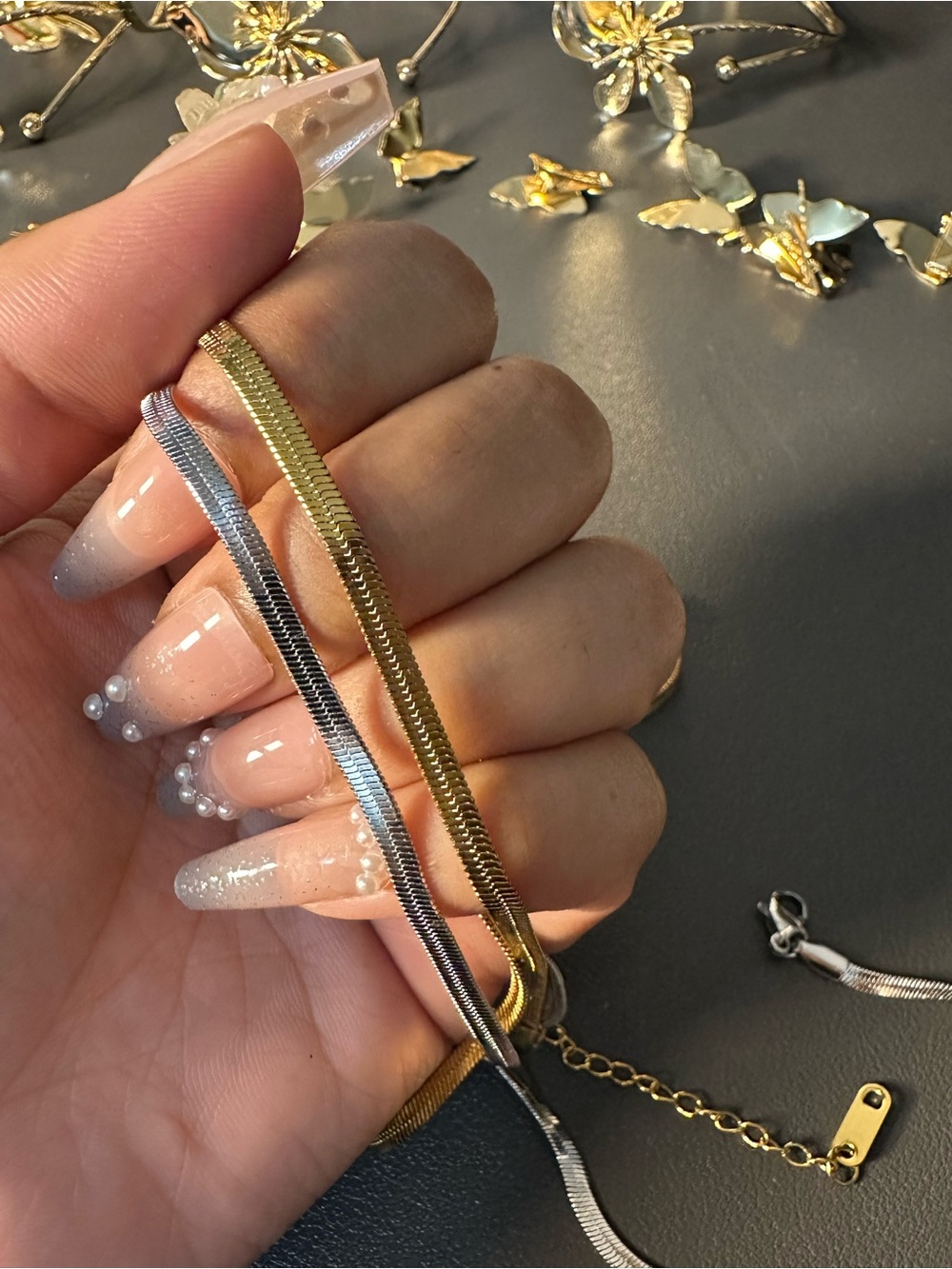 Gold and Silver snake Chain Necklace set (plated and high quality)